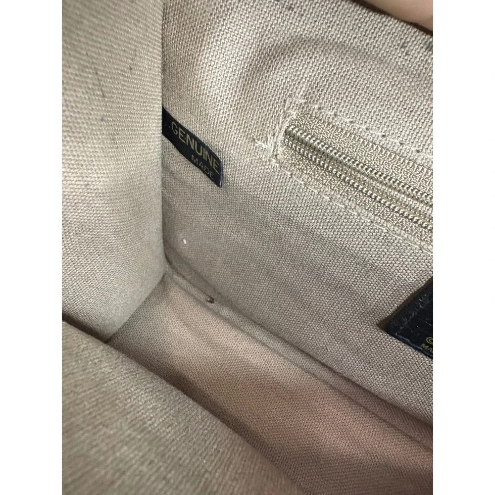 Liz Claiborne Tan Monogram Shoulder Bag Genuine Leather Trim